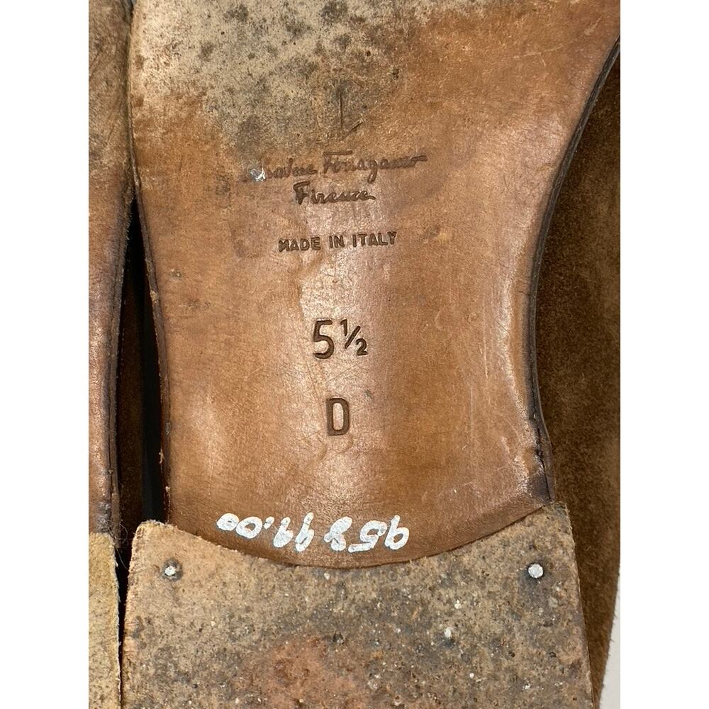 SALVATORE FERRAGAMO Men's Brown Vintage Round Toe Slip-On Leather Loafers SZ 5.5 - Picture 10 of 12